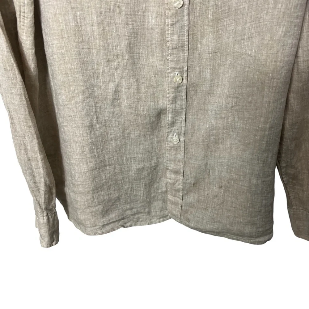 MICHAEL KORS Linen Long Sleeve Shirt in Tan Size XXL